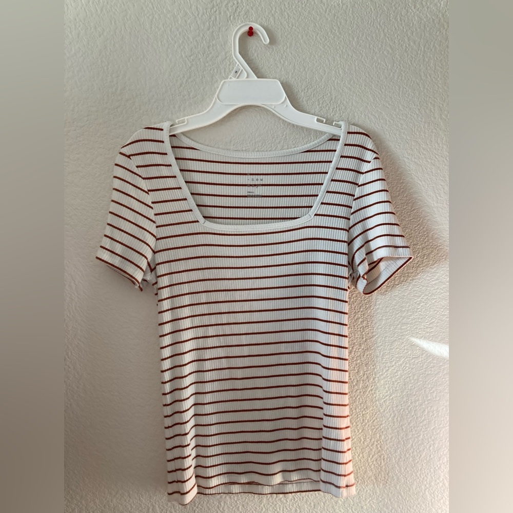 Stripped Square-neck Top